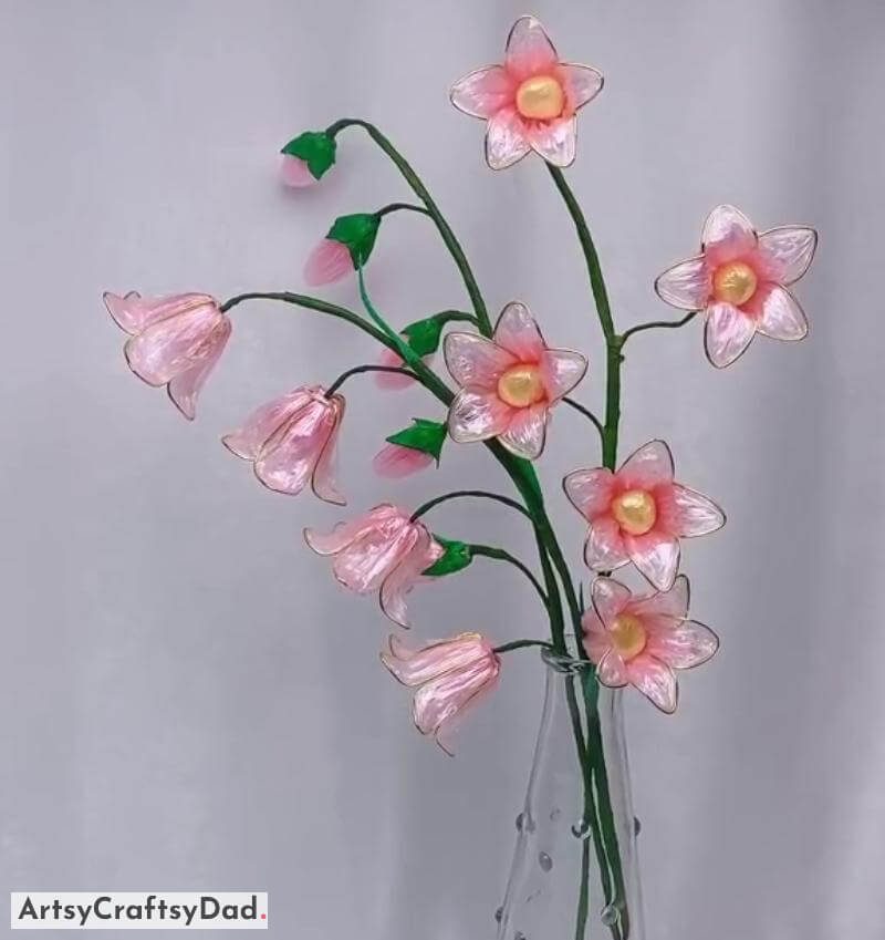 Amazing Plastic Bellflowers Art & Craft Project for Kids - Radiant Flower Art and Crafts with Repurposed Elements 