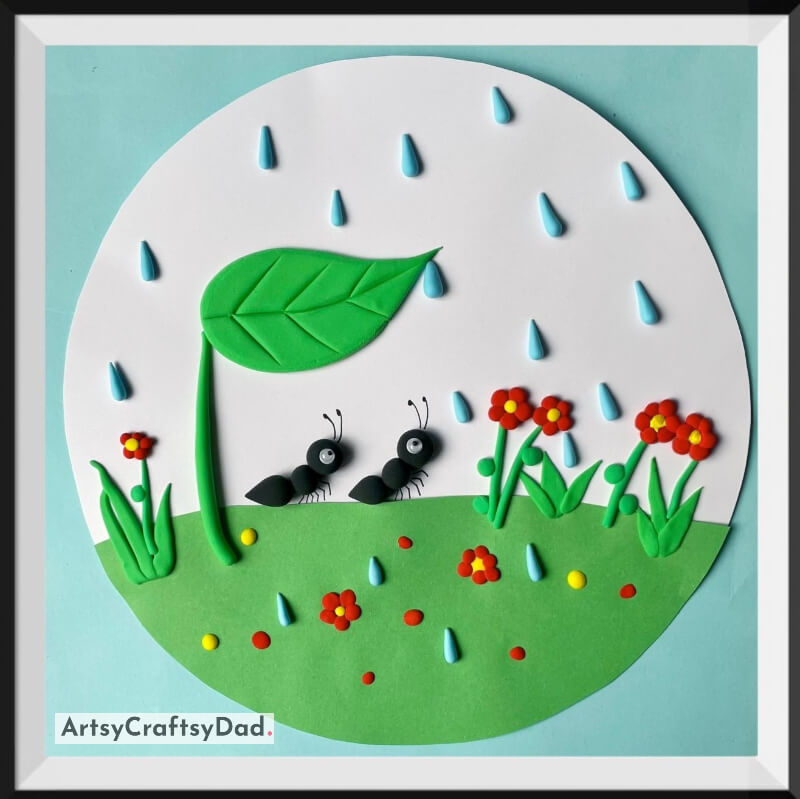 Ants in Rain Around Flowers Clay Craft Idea - Kid-Friendly Clay Projects