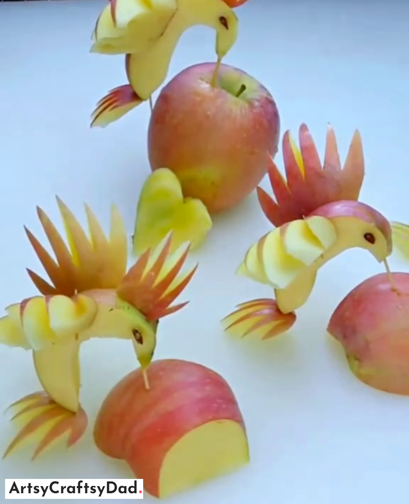 Apple Carving Birds - Food Plate Decoration - Splendid Fruit Engraving Dish Design