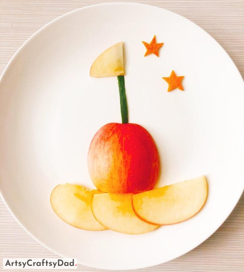 Apple Sailboat Food Plate Decoration Idea - Ways to Make Eating Fun for Kids 