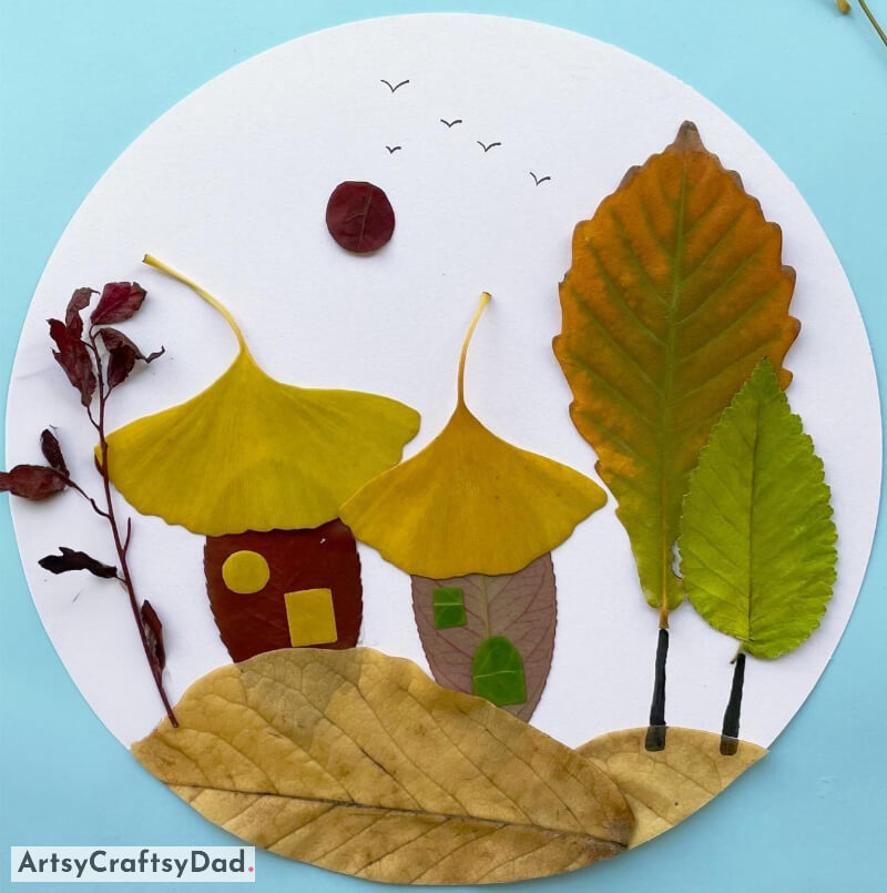 Attractive Hut by Using Fallen Leaves Craft Idea - Using Fallen Leaves for Creative Craft Projects for Kids