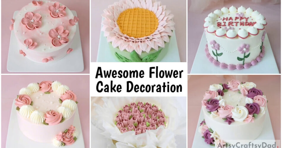Awesome Flower Cake Decoration With Pink & White Cream