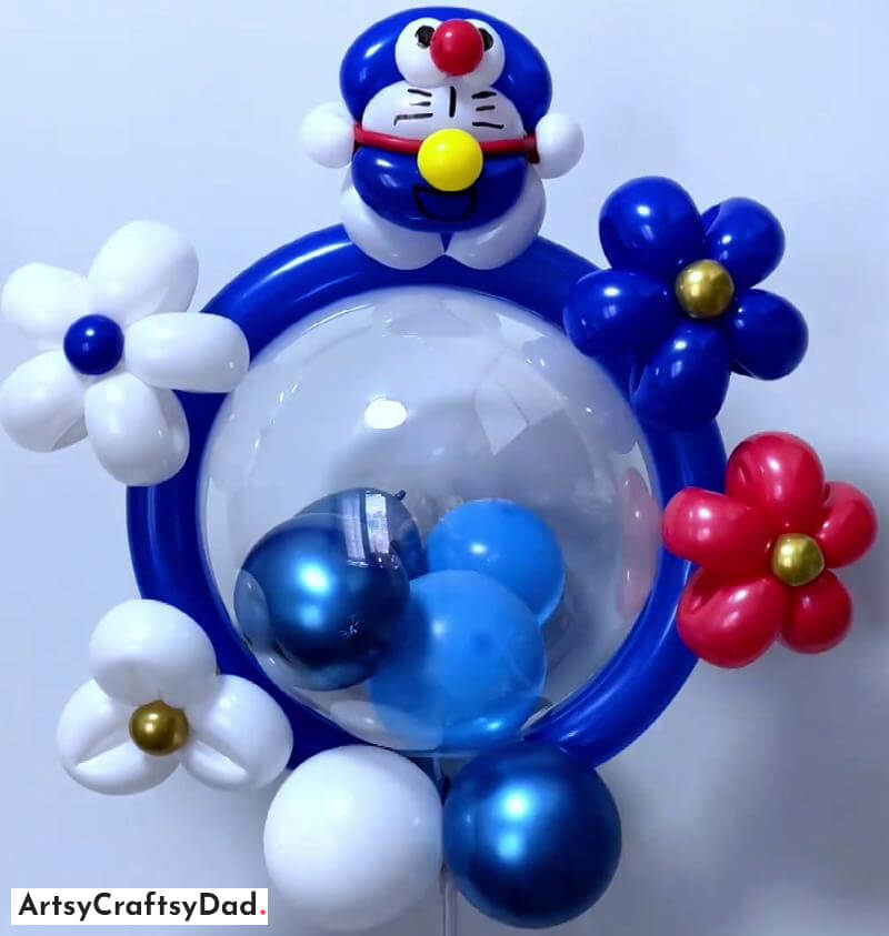 Balloon Doraemon and Flowers Craft Idea for Kids - Imaginative Balloon Design Thoughts For Commemoration