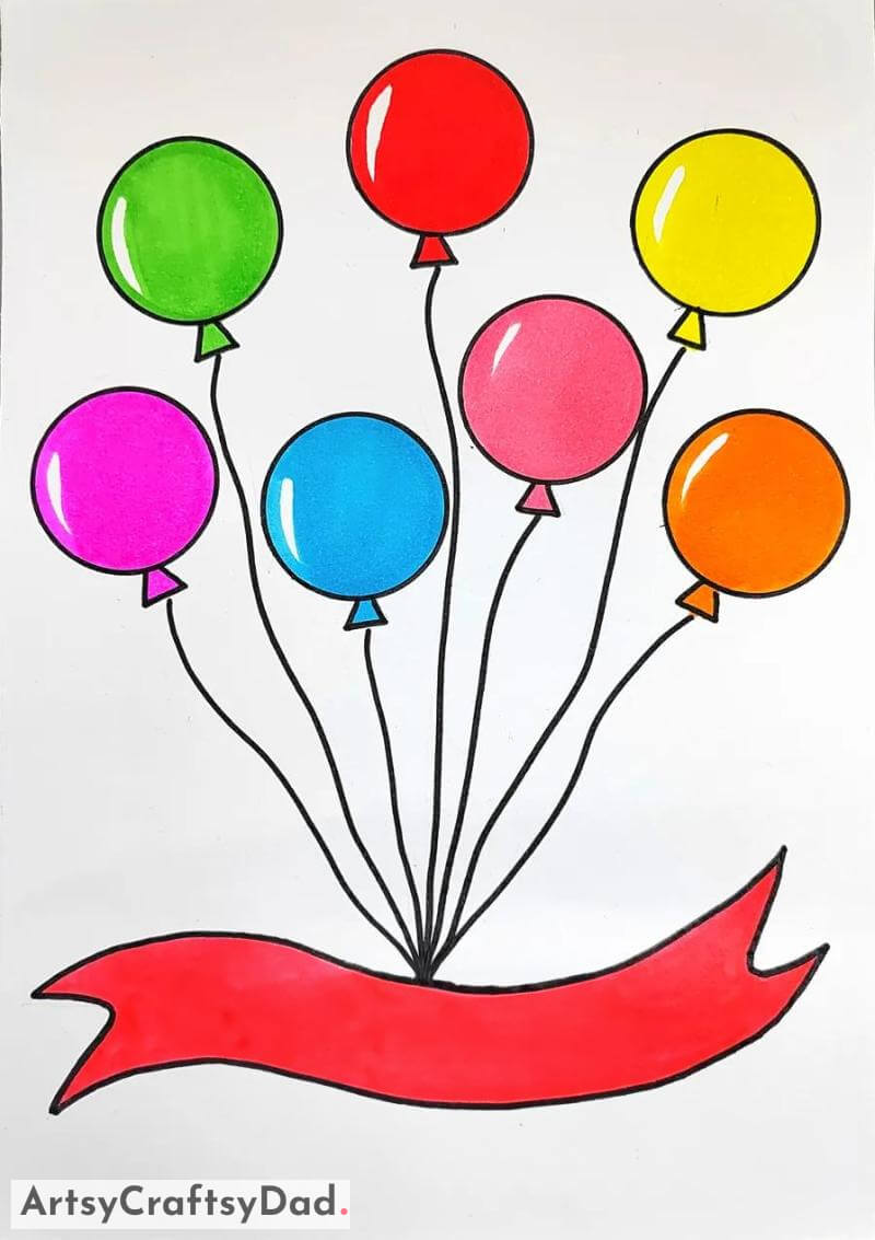 Balloon Drawing- Creative and coloring ideas for 8-10 year olds
