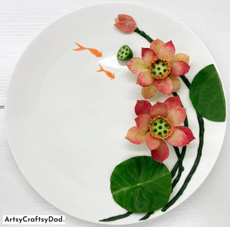 Beautiful Apple Flower - Food Plate Decoration - Artful Ideas for Decorating Semi-Circular Designs on Round Plates