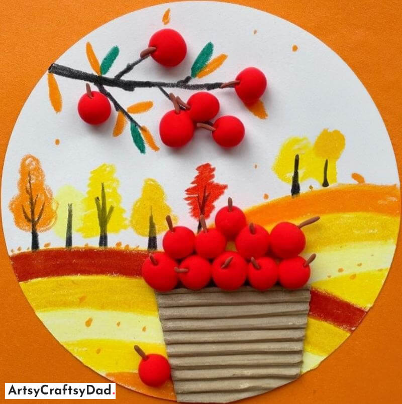 Beautiful Cherries and Trees Art and Craft Idea - Fun projects with round paperboard