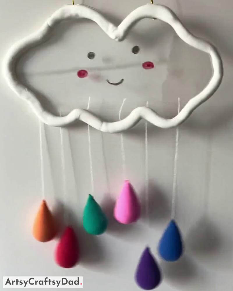 Beautiful Clay Cloud Wall Hanging Craft For Kids Room - Bright And Colorful Clay Creations For Kids