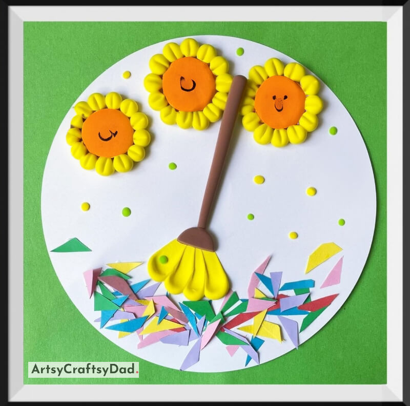 Beautiful Clay Sunflower and Broom Craft - Clay Arts and Crafts for Children