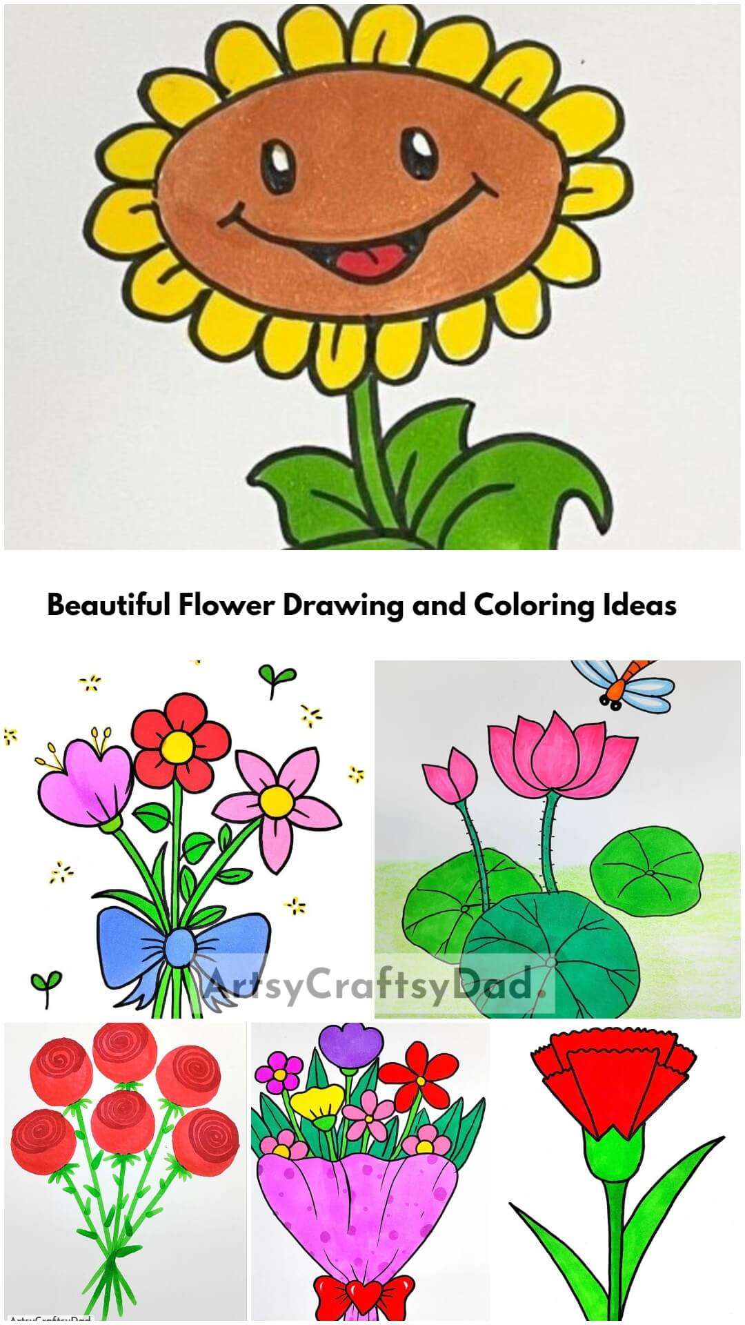 Beautiful Flower Drawing and Coloring Ideas