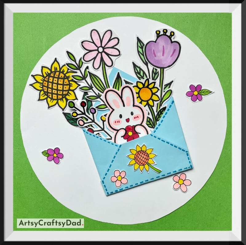 Beautiful Flowers and Bunny Invitation Card Idea - Artistic Clay Projects for Kids
