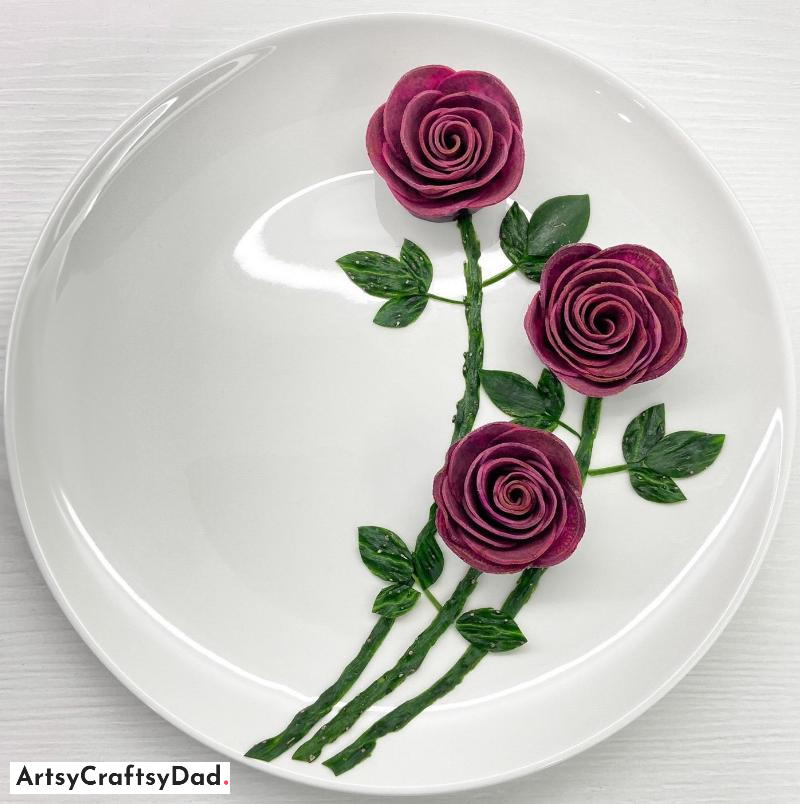 Beetroot Rose Design Plate Decoration - Ornamenting a Dish with Beetroot Rose Design