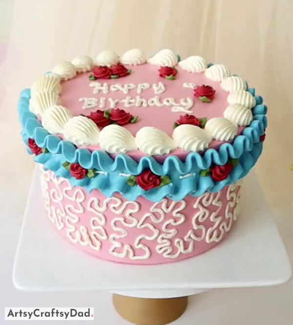 Birthday Cake Decoration With Buttercream Design and Roses - Home bakers can access these easy and adorable cake decoration concepts