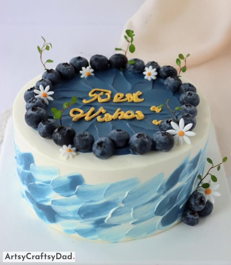 Blueberries Topper With Blue and White Ombre - Cake Decoration - Ideas to Enhance Birthday Cake Design