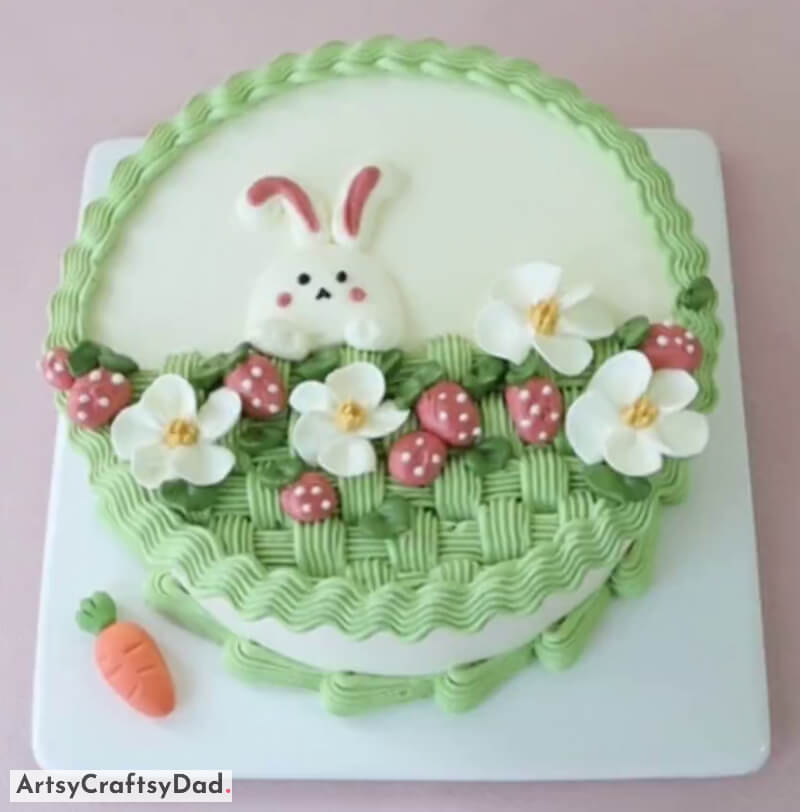 Bunny in Flower Garden Cake Decoration Idea For Kids - Creative Ideas For Animal Cake Decorations For Kids' Birthdays