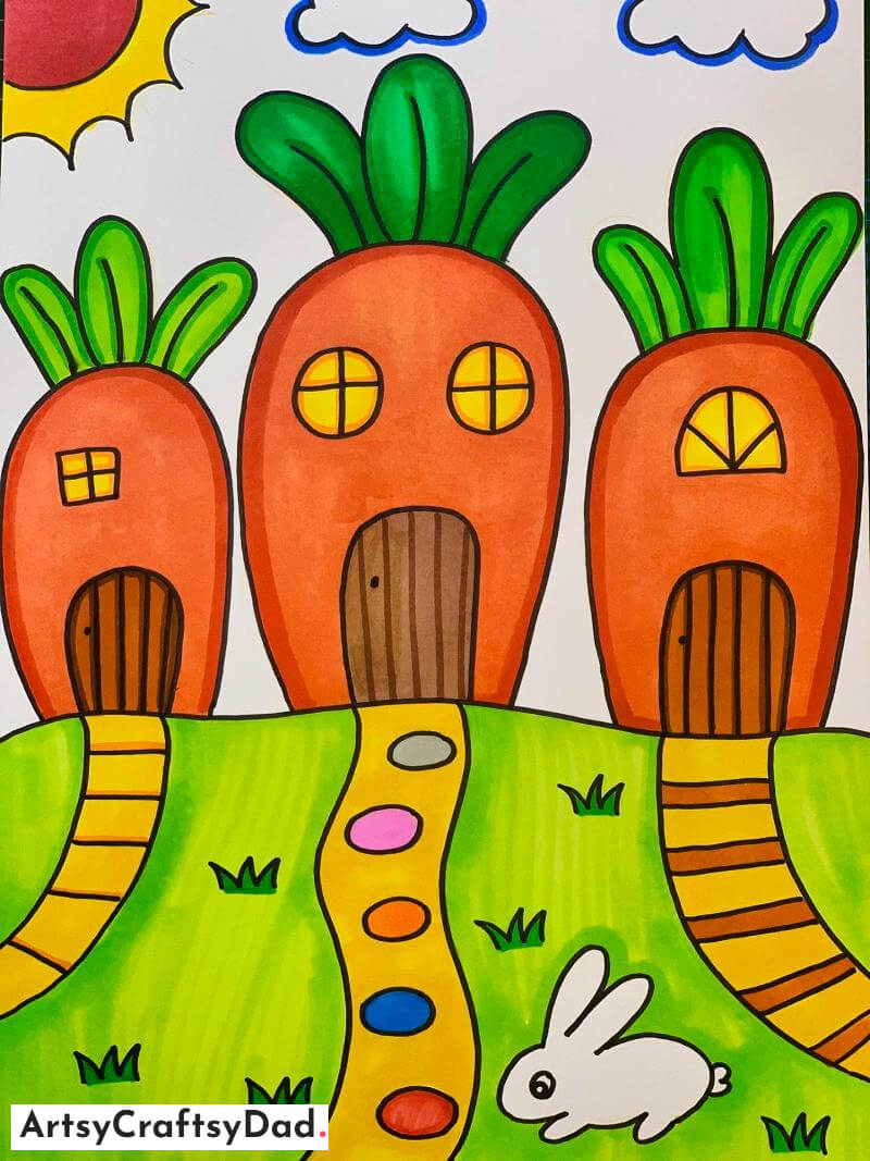 Carrot House and Rabbit Drawing Idea - Darling Animal Home Designs - Imagination is the Only Limit!