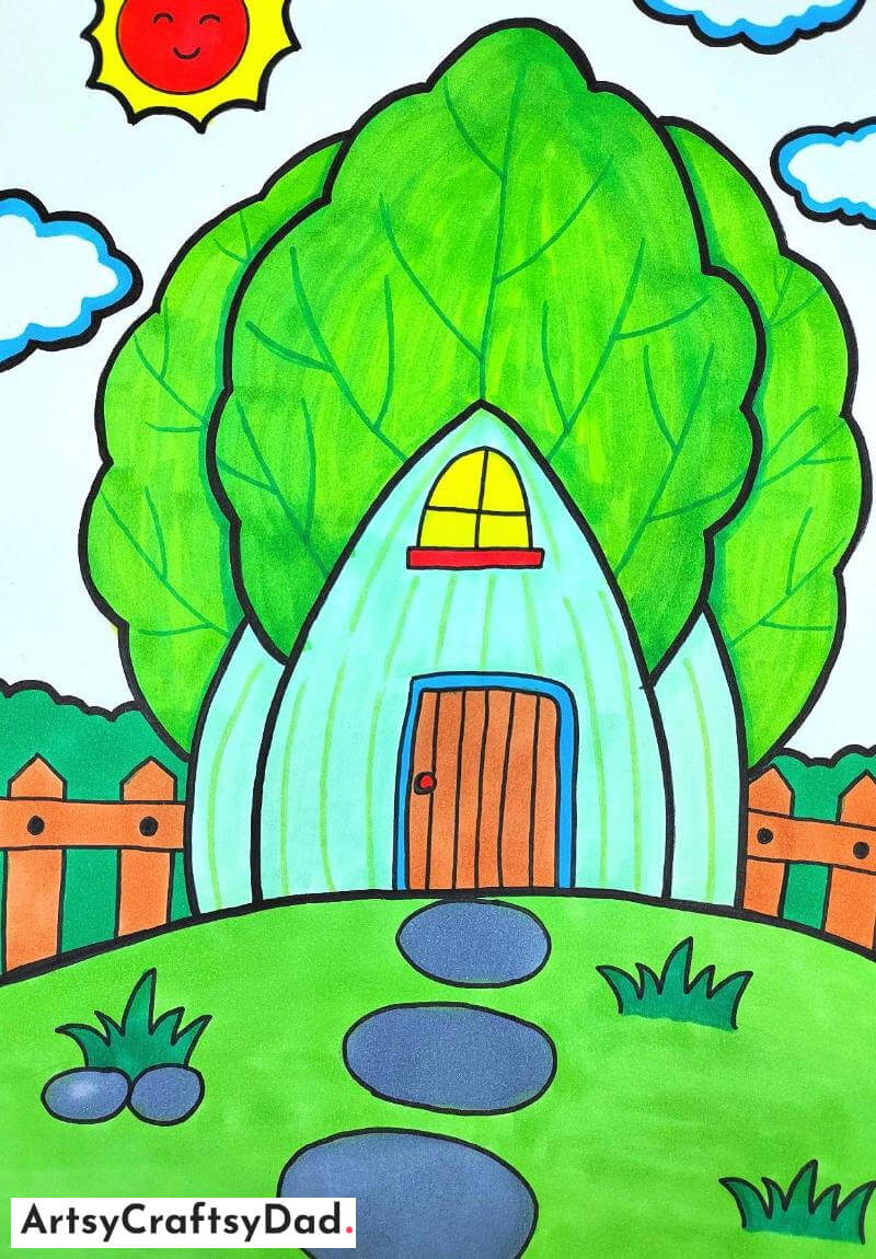 Cauliflower Shaped House Drawing Idea for Kids - Endearing Animal Home Images - Imagination is the Limitless Factor!