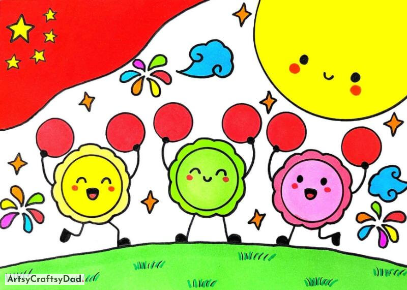 Chinese New Year Celebration Drawing - Beautiful Notions for Your Drafting Class