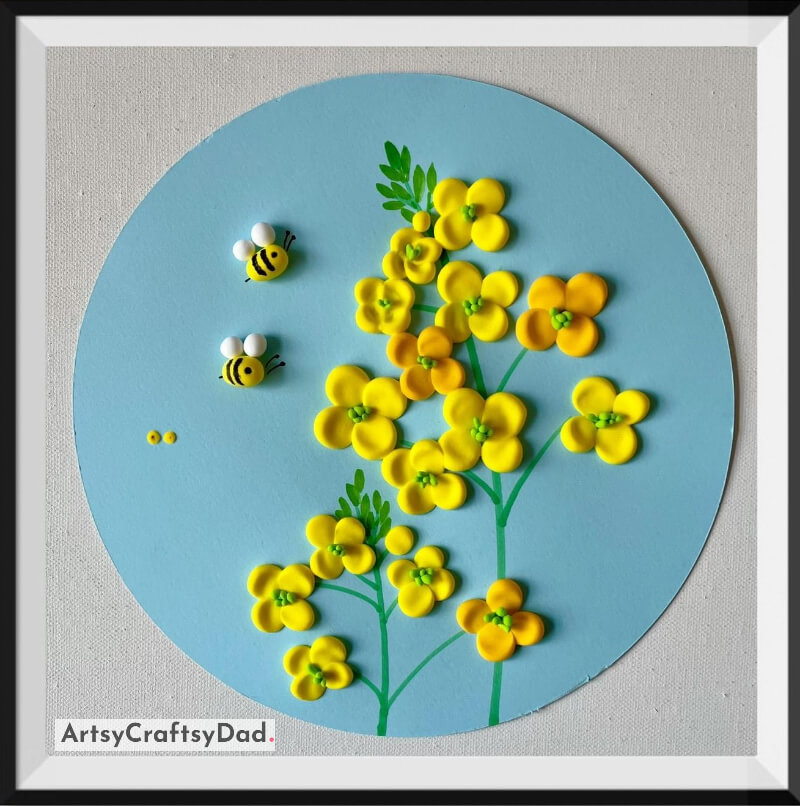 Clay Bees around Yellow Flowers Craft for Kids - Creating with Clay for Youngsters