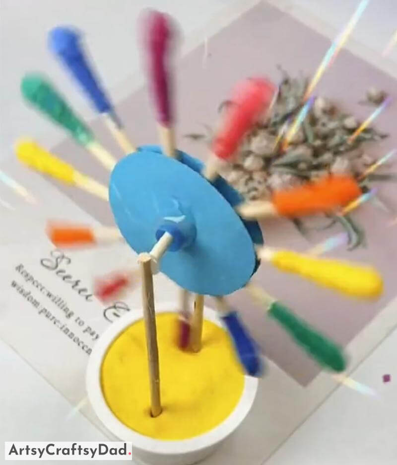 Colorful Cotton Earbud Windmill Craft for Kids - Amusing Crafts For Youngsters 