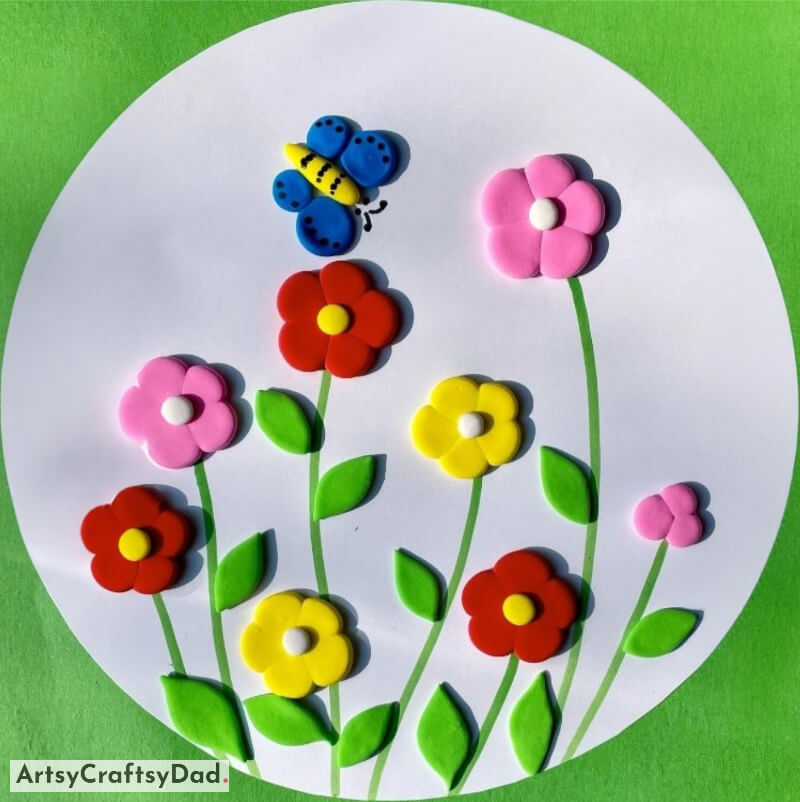 Colorful Flowers and Butterfly Clay Craft for Little Ones - Kids' Clay and Printing Projects for Fun and Enjoyment