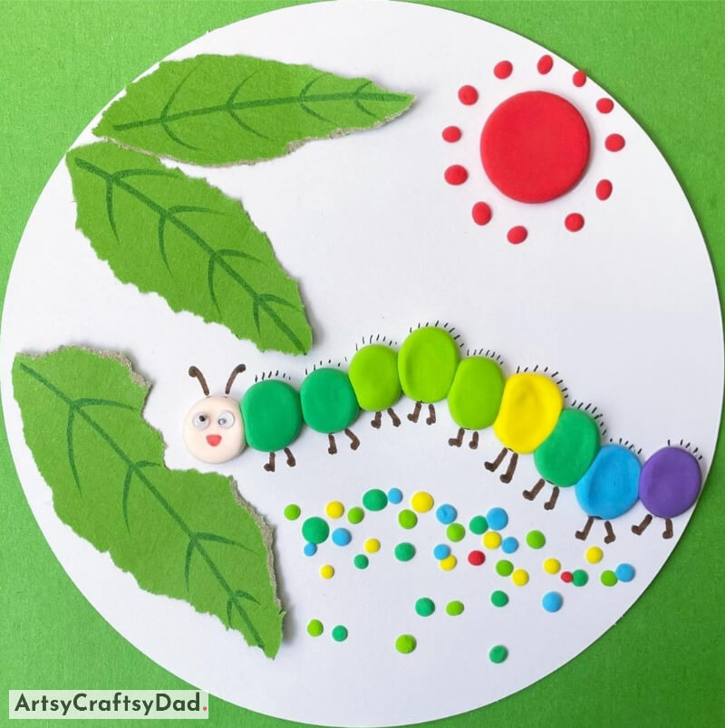 Colorful Hungry Caterpillar Clay Craft for Minors - Creative Ideas for Kids Involving Clay and Printing 