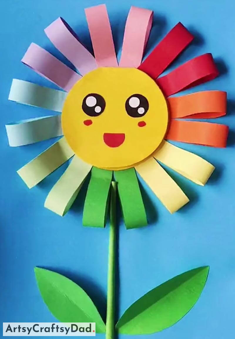 Colorful Paper Strip Flower Craft Idea For Kids - Creating paper flowers with children and parents.