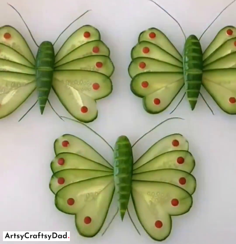 Cucumber Butterfly Food Plating Decoration Idea For Kids - Brilliant Fruit Carving Plate Decorating Notion