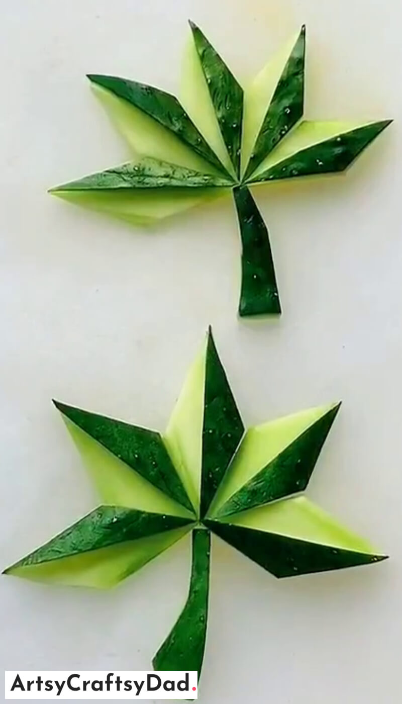 Cucumber Cutting Maple Leaves Shaped -  Food Decoration Idea - Splendid Cucumber Artistry in Food