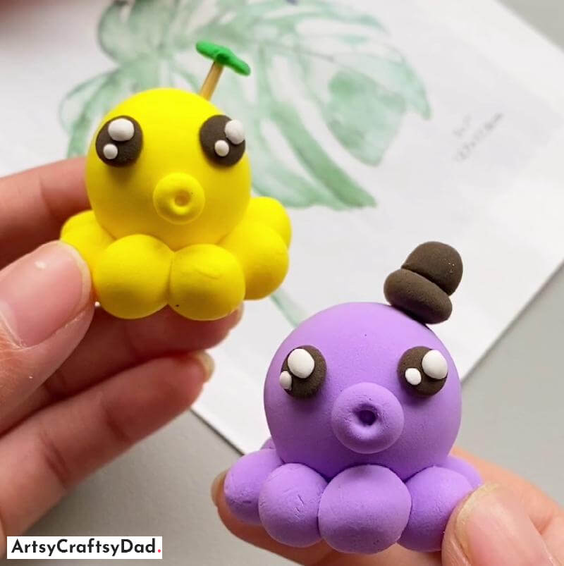 Cute Little Clay Octopus Art and Craft For Kids - Making art and crafts with clay - an enjoyable activity for children