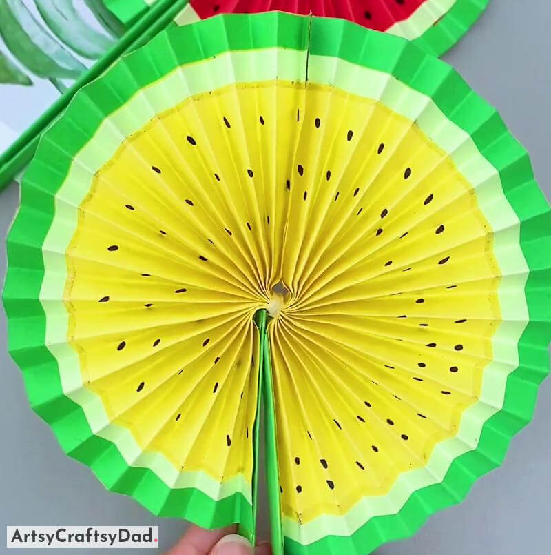 Cute Paper Pop-Up Watermelon Fan Craft Idea For Kids - Amusing Toy Building Projects For Children