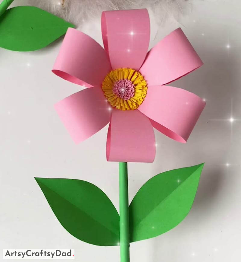 Cute Pink Paper Flower Craft For Kids - Crafting paper flowers with the help of adults and kids