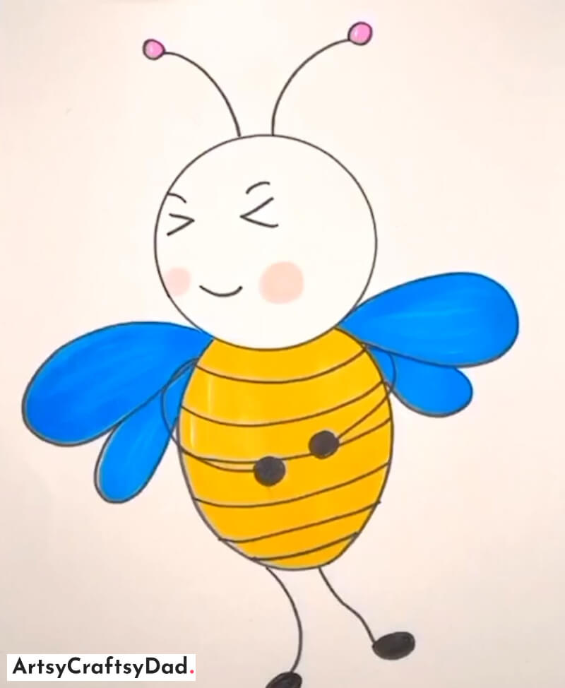 Dancing Bee Drawing Idea For Kids - Sweet & Straightforward Animal Sketching Ideas For Kids & Newcomers