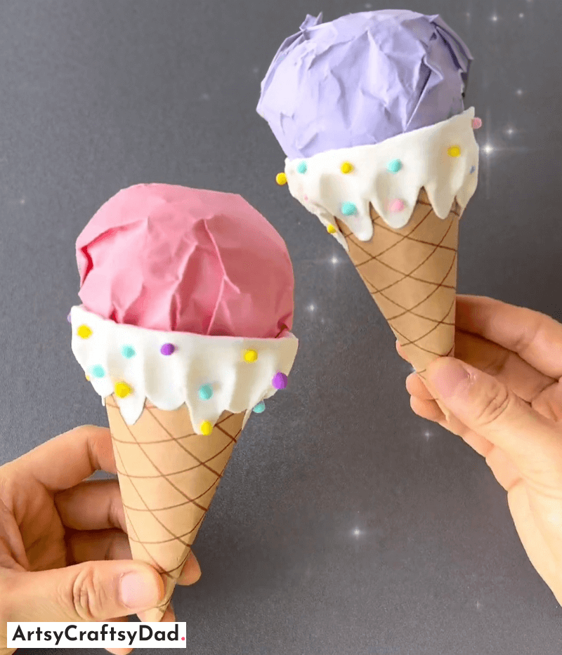 Delicious Paper Ice-Cream Cone Craft Idea Using Clay - Original Art & Craft Projects For Kids