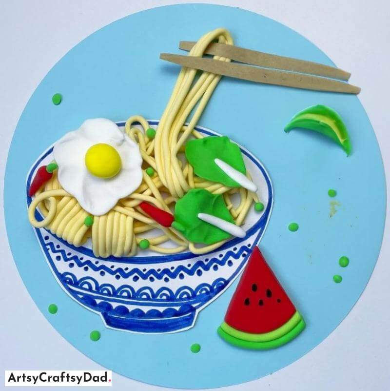 Delicious Ramen Clay Art Idea With Chopsticks - Inventive ideas for round paperboard