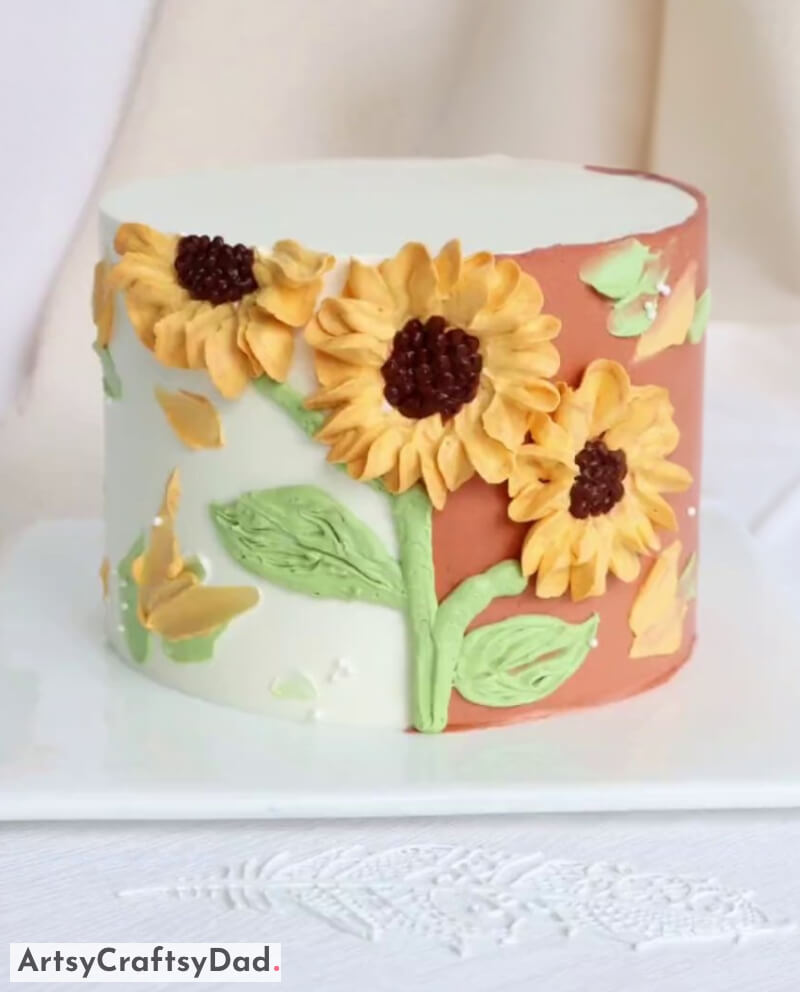 Delicious Sunflowers Birthday Cake Decoration Idea - . Light magenta buttercream flower cake - the perfect birthday decoration
