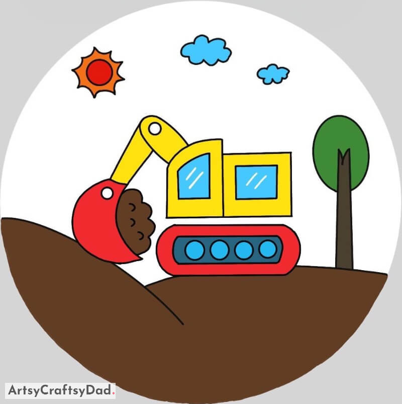 Digging Excavator Drawing Idea - Alluring Pictures of Transport for Kids