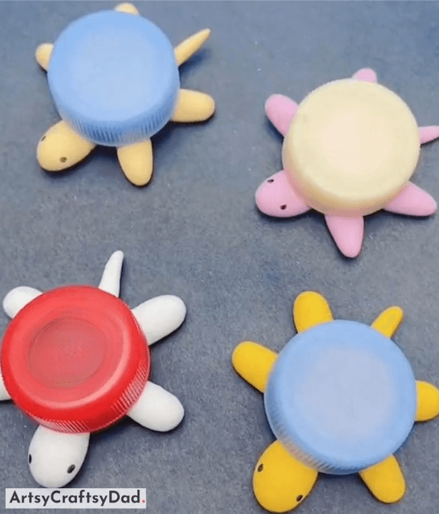 DIY Baby Turtle Craft Activities Out Of Bottle Caps - Fun Activities For Kids To Make 