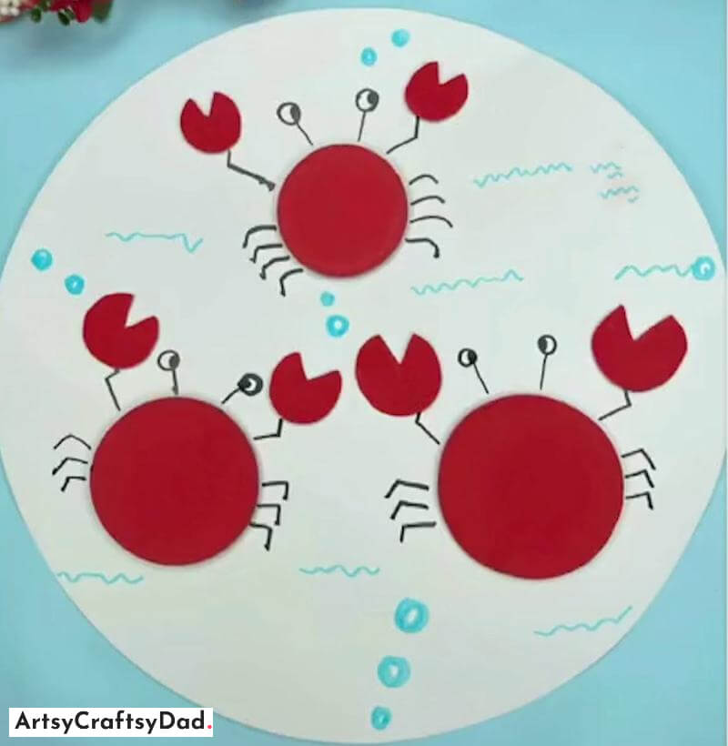 DIY Paper Cup Crabs Craft Idea for Kids - Round Artwork with Recycled Objects 