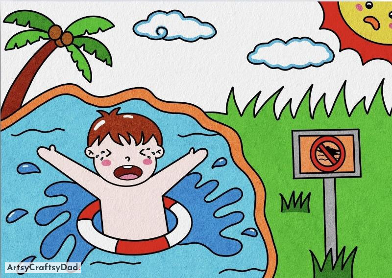Drowning Kid in Water Drawing for Kids - Alluring Concepts for Your Sketching Lesson
