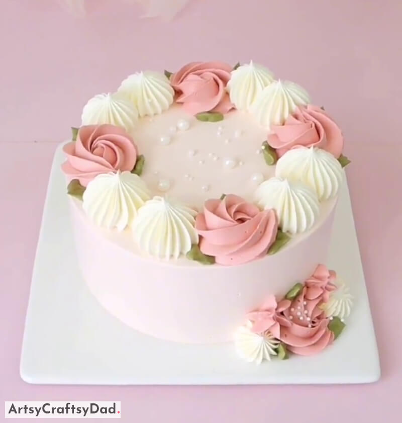 Easy Buttercream Flower Cake Design - Brilliant Blossomed Cake Decorated With Pink and White Icing