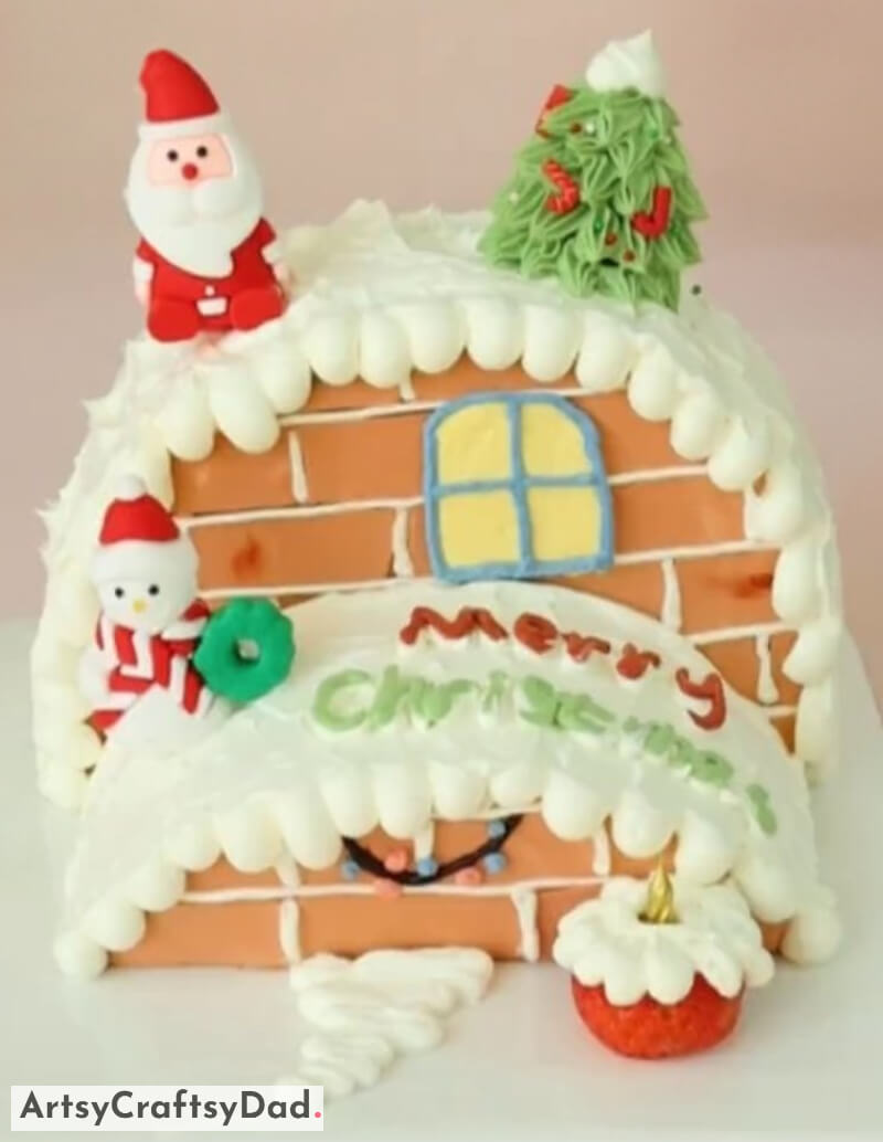Easy Christmas House Cake Design Idea - Decorating a Christmas Cake to Bring Smiles to Your Holiday Gatherings