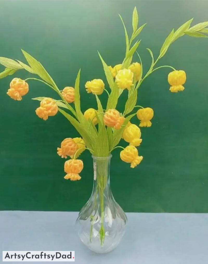 Easy Foam Net Flower Decoration Craft Idea for Living Room - Charming Glass Flower Vase Handicrafts For Interior Styling 