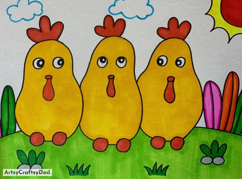 Easy Hen Drawing Idea for Kids - Gorgeous Ideas for Your Artistic Lesson