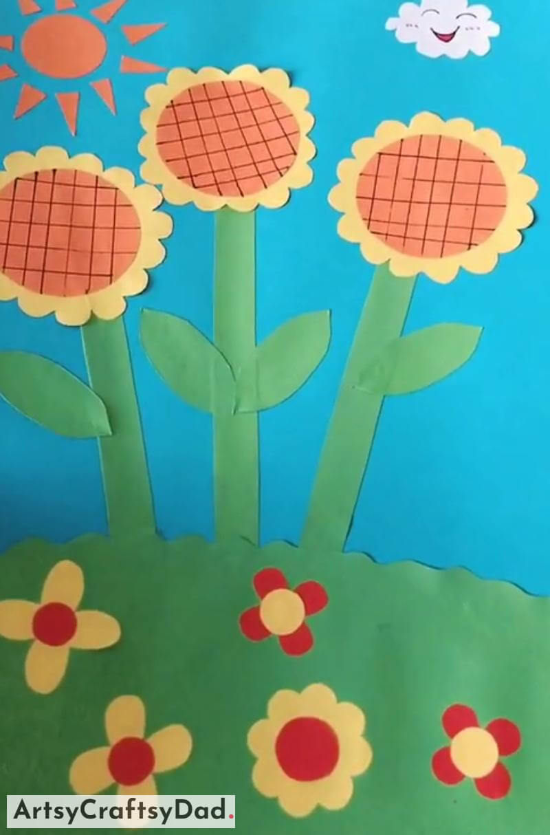 Easy Paper Sunflower Craft Activity for Kids - Paper flower making with parental assistance