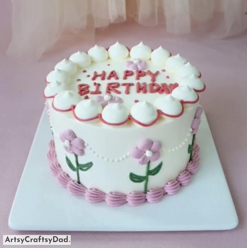 Easy To Make Flowers Birthday Cake Decoration - Gorgeous Floral Cake Ornamented With Pink and White Frosting