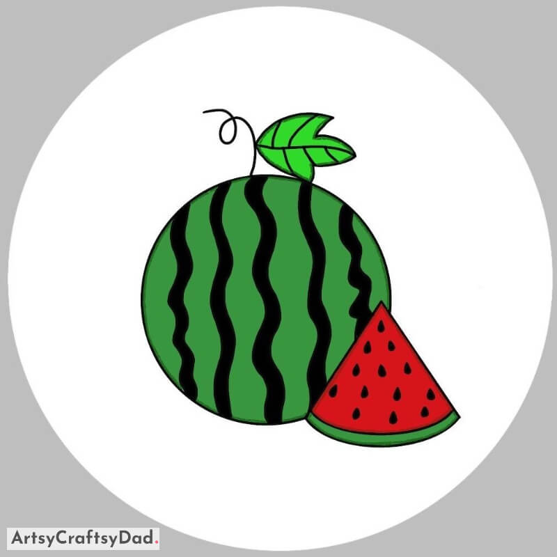 Easy Watermelon Drawing - Creative Drawings for 10-15 year olds 