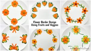 Circular Plate Flower Border Design Using Fruits and Veggies