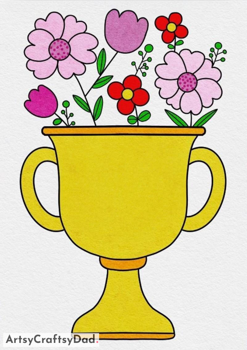 Flowers in Pot - Easy Drawing Idea Creating a design with a potted flower as the main focus