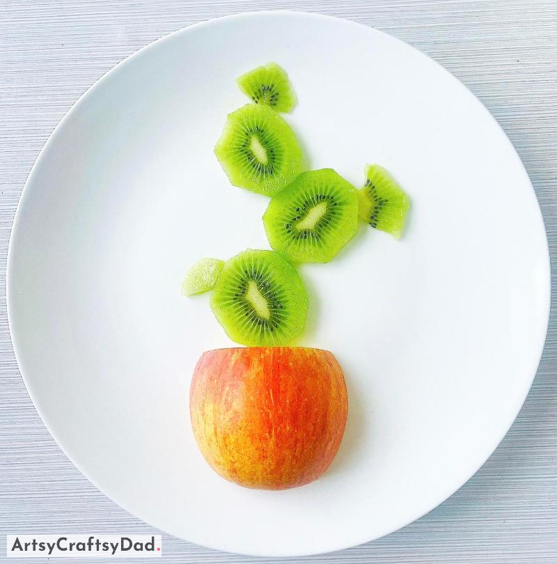 Fruit Cactus Using Kiwi and Apple - Plate Decoration Idea - Inventive Ways to Make Mealtime More Enjoyable for Children 