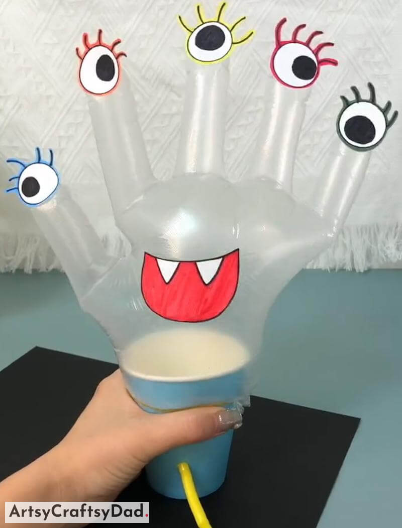 Funny Monster Craft Activity Using Polythene Bag, Paper cup & Straw - Enjoyable Toy Art Projects For Youngsters